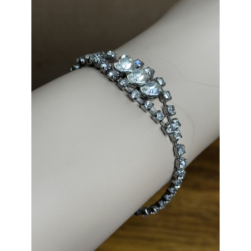 Vintage Rhinestone Bracelet Diamond Design 1960-1970s FASHION‎